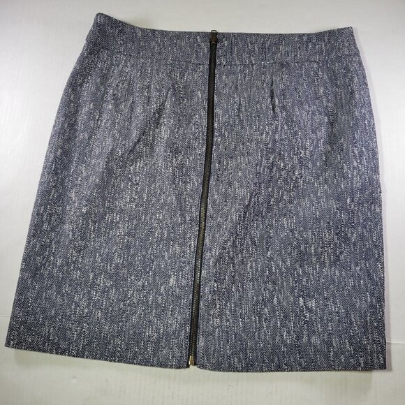 Ann Taylor Women Front Pockets & Back Zip Closure Blue/White Tweed Skirt Size 12 - Picture 7 of 7
